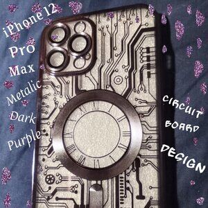 iPhone 12 Pro Max Silicone Case Dark Metallica Purple Circuit Design